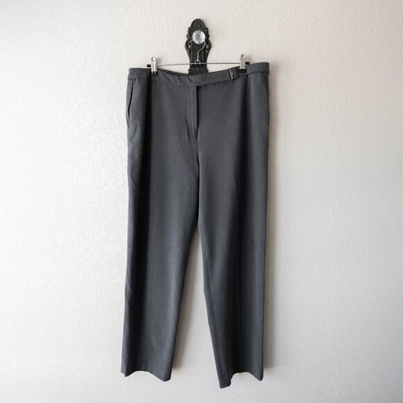 Ralph Lauren Womens Sz 16 Gray Straight Leg Dress Pants Slacks Silver Buckle - Picture 2 of 10